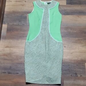 70s Style Douglas Hannant Green Sleeveless Crew Neck Sheath Dress for Cocktail